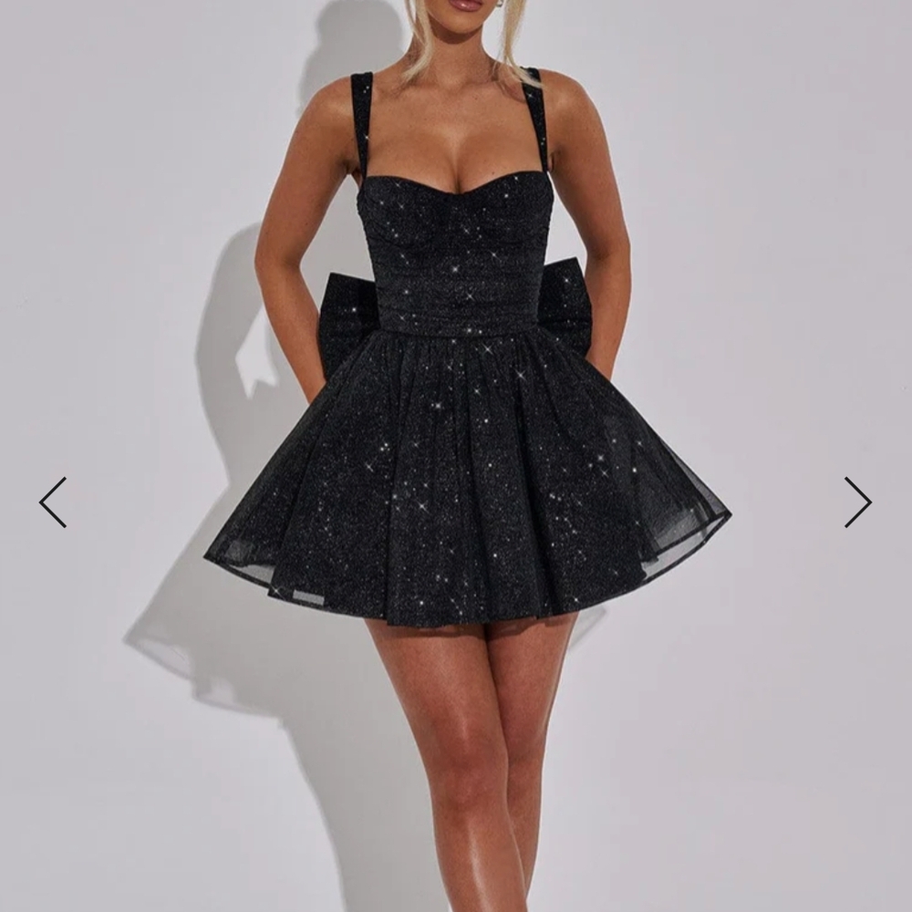 Elegant Black Glitter Mini Dress
